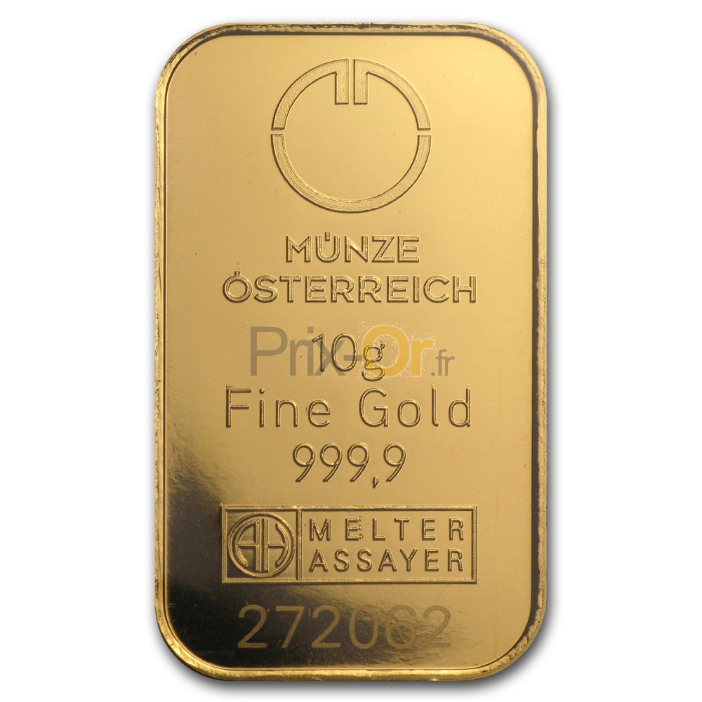 10 grammes d'or prix, comparer le prix pour 10 gramme lingot d'or